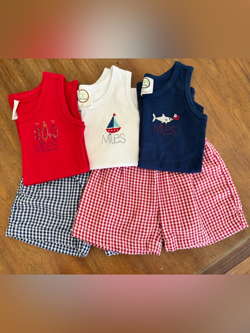 “Miles” embroidered summer sets.